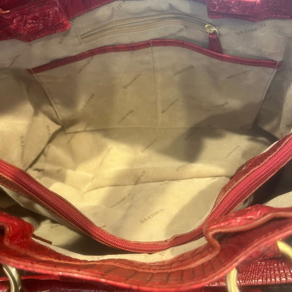 Brahmin Red Crocodile-Embossed Shoulder Bag - Picture 4 of 6